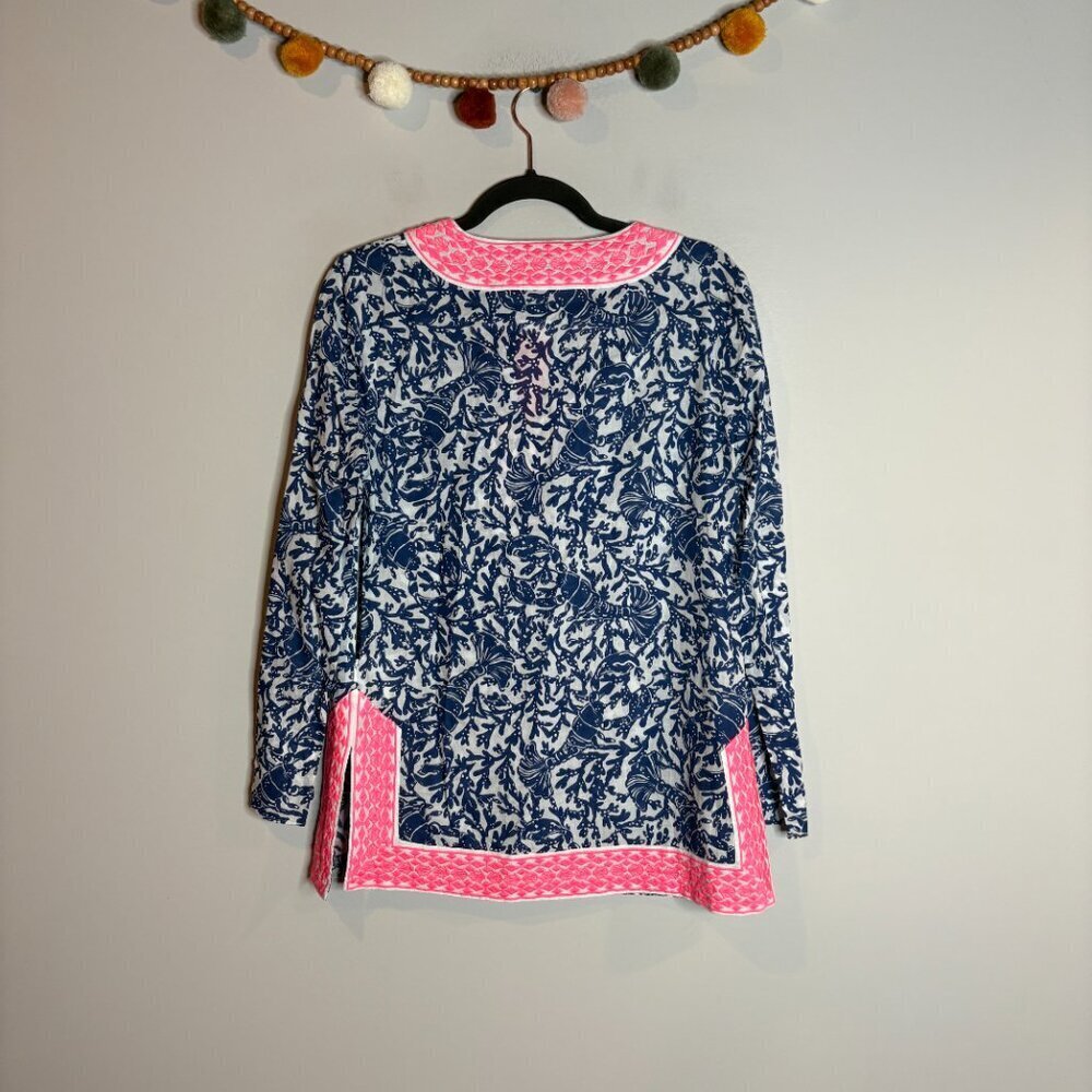 NWT Lilly Pulitzer Ocean Cove Tunic Top Oyster Bay Blue Krillin It - Picture 6 of 6